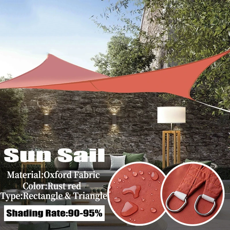 Rust Red Waterproof Sun Shade Sail Outdoor Garden Gazebo  Balcony Yard Awnings Anti-UV Cooling Beach Pool Shelter Camping Tent