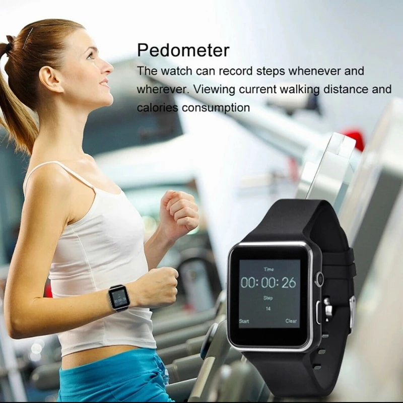 Smart Watch Pedometer Camera Touch Screen Connect Watch Support SIM TF Card Bluetooth Tracker Smartwatch for Facebook WhatsApp