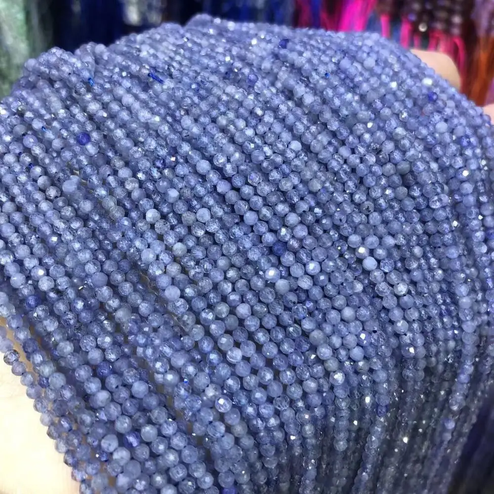 Natural Tanzanites Stone Faceted Beads 2.5mm Loose Spacer Beads for Jewelry Making Necklace DIY Bracelet Accessories Wholesale