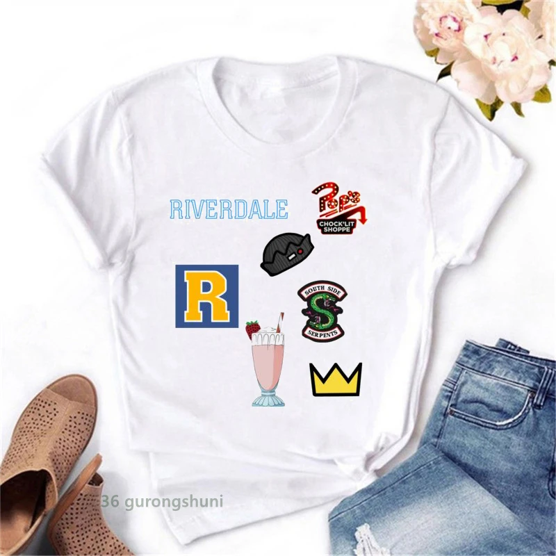 new style Vintage t shirt River Riverdale and Tvfriends print Korean style camiseta mujer t-shirt summer female streetwear