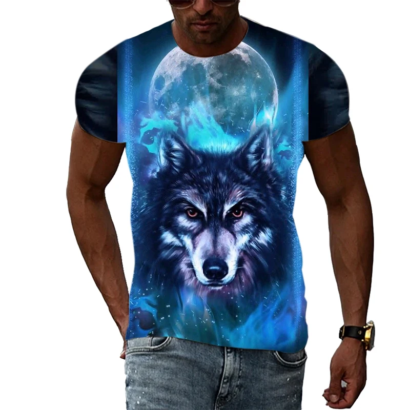 Summer New 3D Animal Wolf Men T-shirt Fashion Casual Trend Personality Print short sleeve t-shirts Hip Hop harajuku streetwear