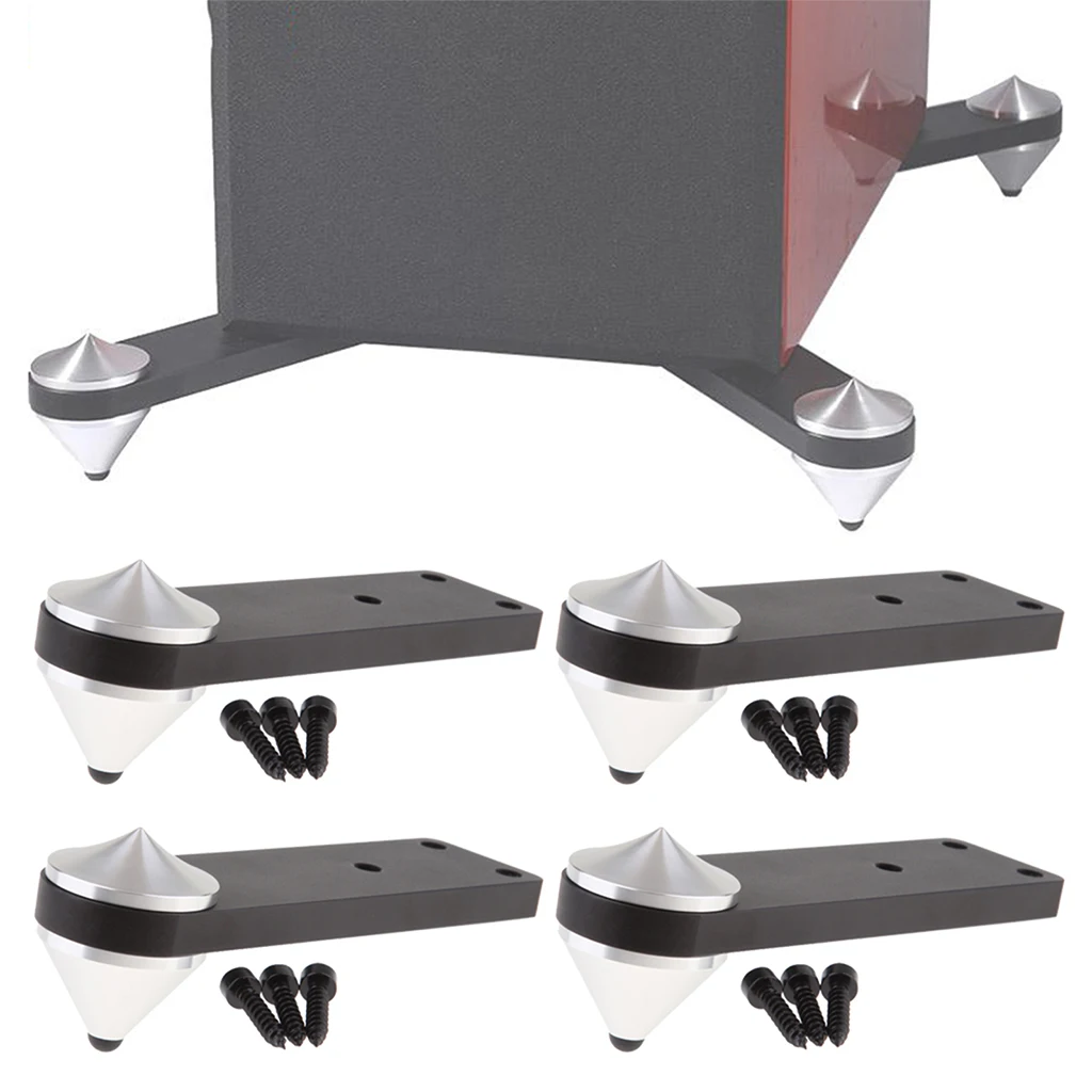 4 Pcs Speaker Spikes Set Aluminum Shock Absorbing Isolation Feet Stand HiFi Shockproof Base Pad Support Bracket Holder