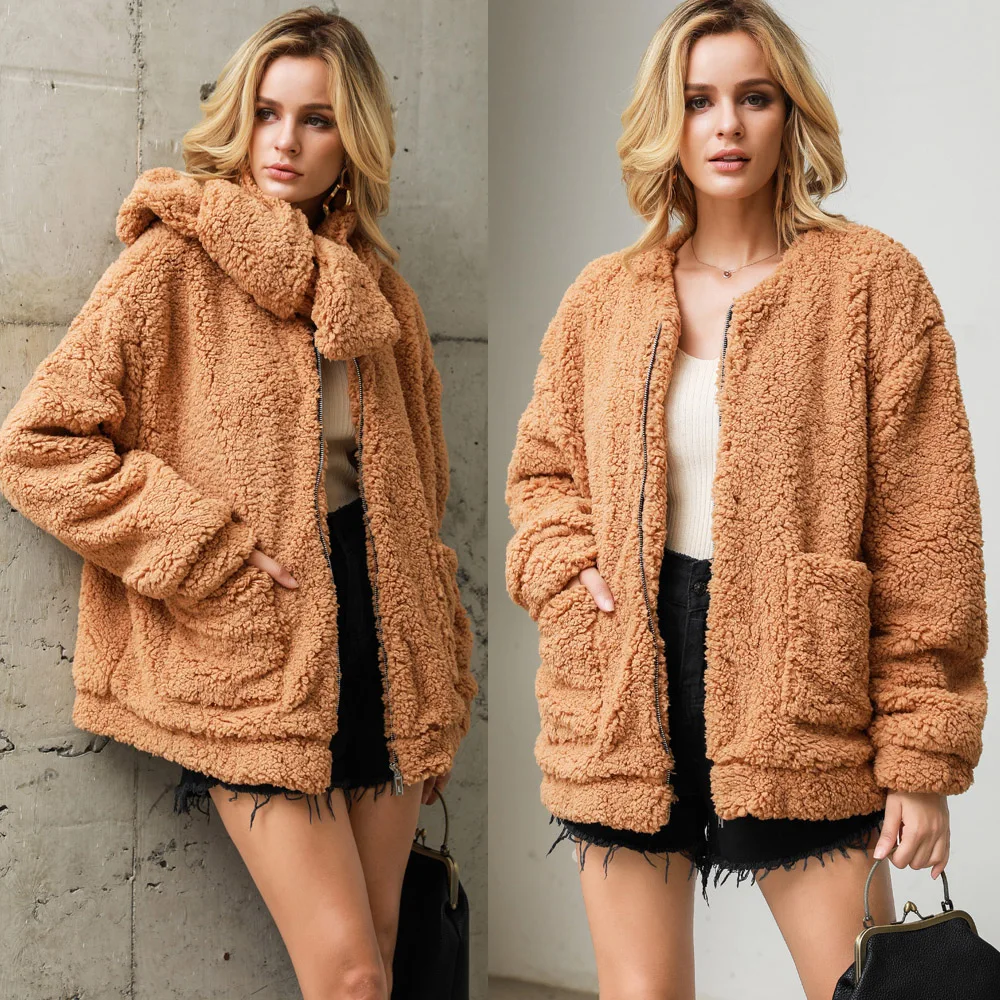 Imitation Fur Coat for Women, Long Sleeve, Imitation Fur, Grass Collar, Plush, Loose, Casual Fashion, Plus Size, Autumn, Winter,