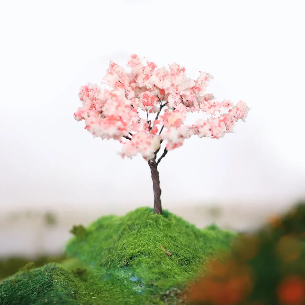 Miniature Cherry Flower Tree Model Height 65mm Plant Diorama Kits Diy Sand Table/HO Railway Scene Layout Accessories 5Pcs/10Pcs