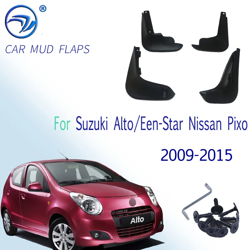 Car Mud Flaps For Suzuki Alto / A-Star Nissan Pixo 2009-2015 Mudflaps Splash Guards Mud Flap Mudguards 2010 2011 2012 2013 2014