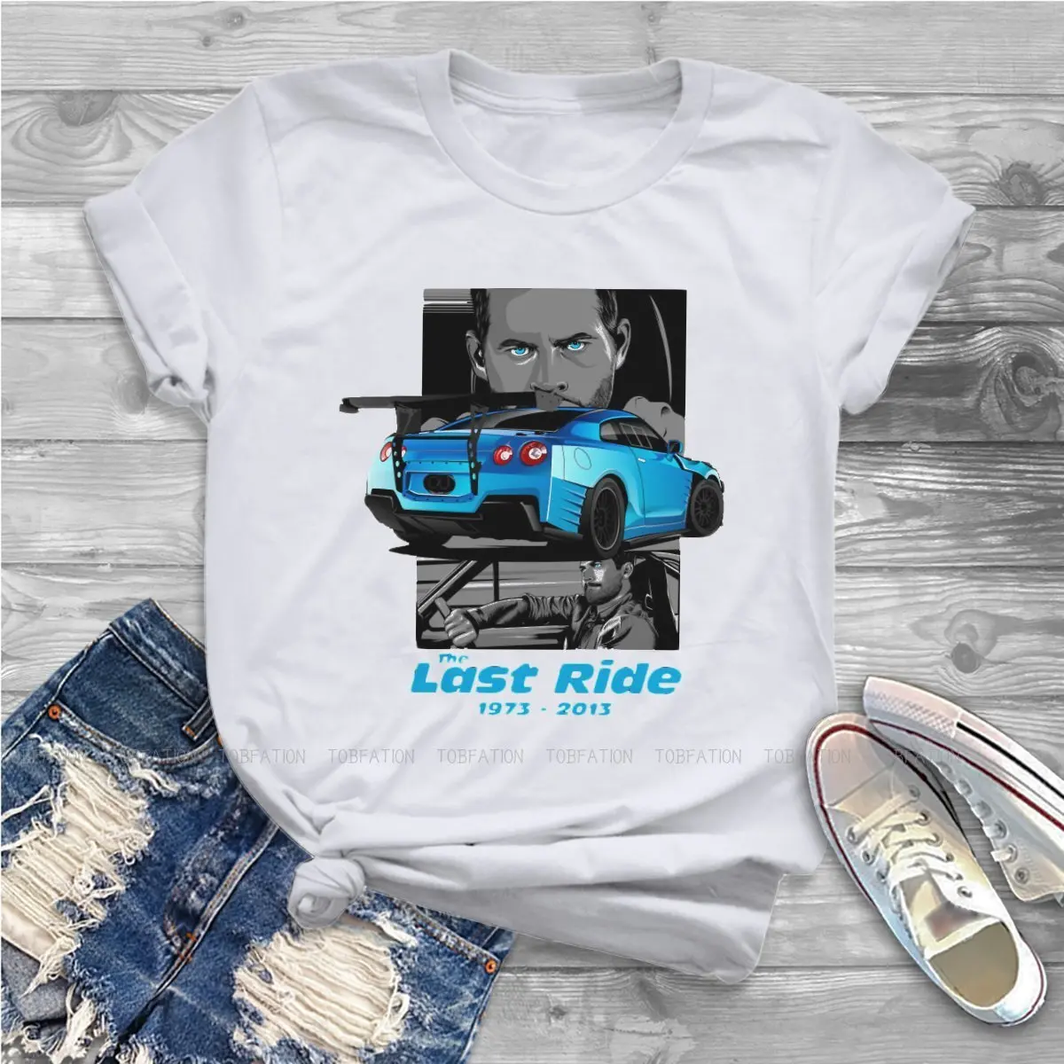 Paul Walker  GT-R Women Shirts Fast and Furious Film Oversized T-shirt Kawaii Vintage Female Clothing