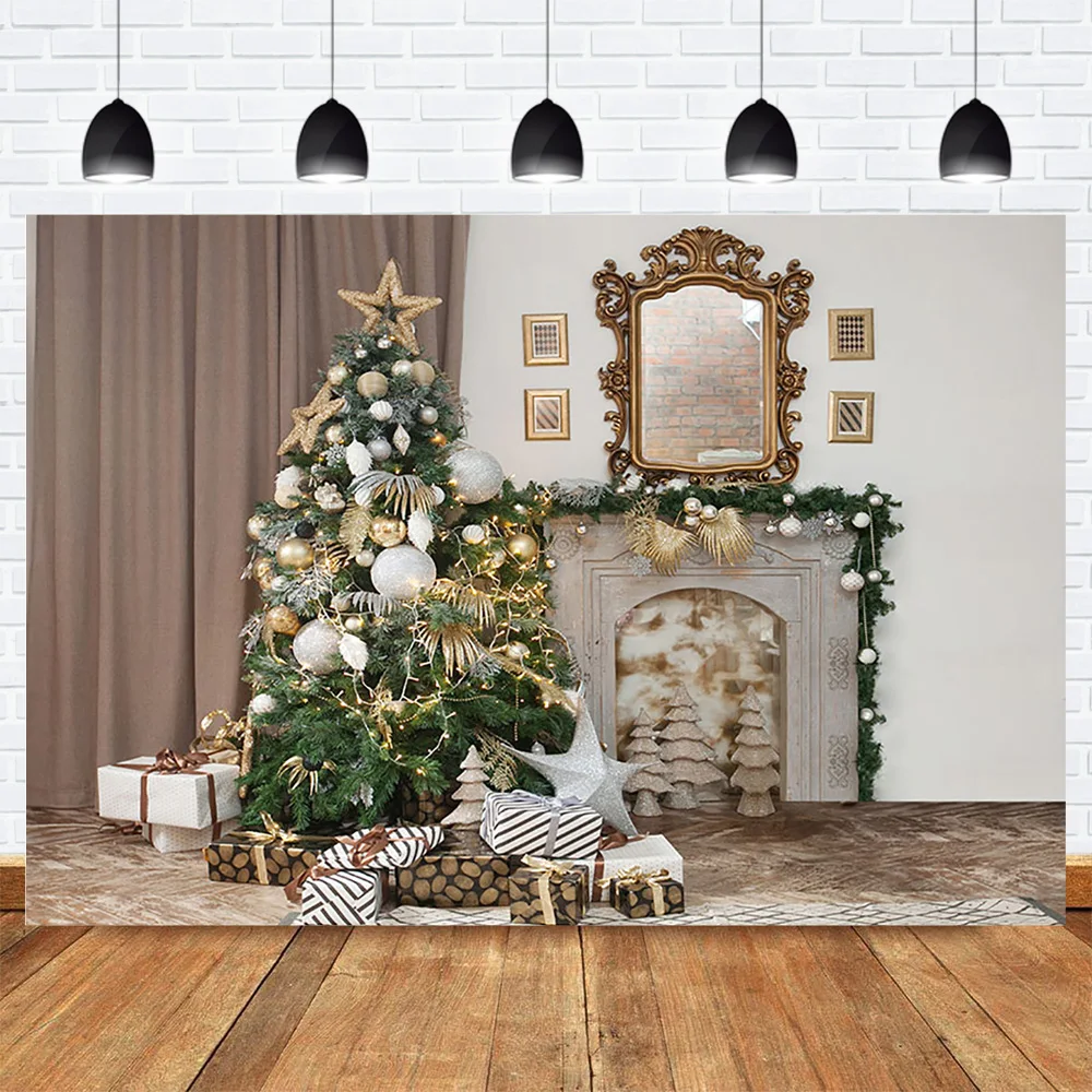 

Christmas Backdrop Photography Photocall Christmas Tree Gifts Toys Brick Winter Friends Party Background Supplies Props Curtain