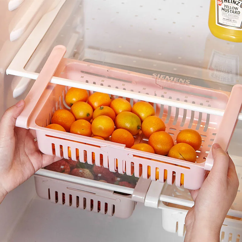 Pull-out Refrigerator Storage Box Holder Food Organizer Drawer Shelf Proper Adjustable Kitchen Refrigerator Storage Rack Fridge