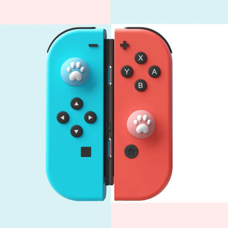 4 Uds Linda Pata de Gato garra pulgar Stick Grip Cap Joystick Cover para Nintend Switch Lite NS joy-con controlador Gamepad caja de la barra de pulgar
