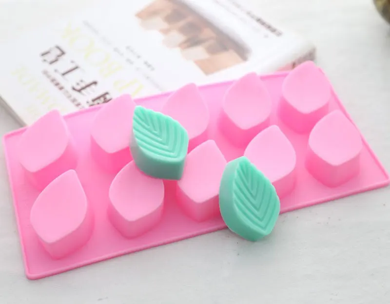 1pc Silicone Baking Mold 10 Holes Leaf Cake Chocolate Mold Soap Mold Cake Baking Mold For Mousse Pastry Decorating Tools