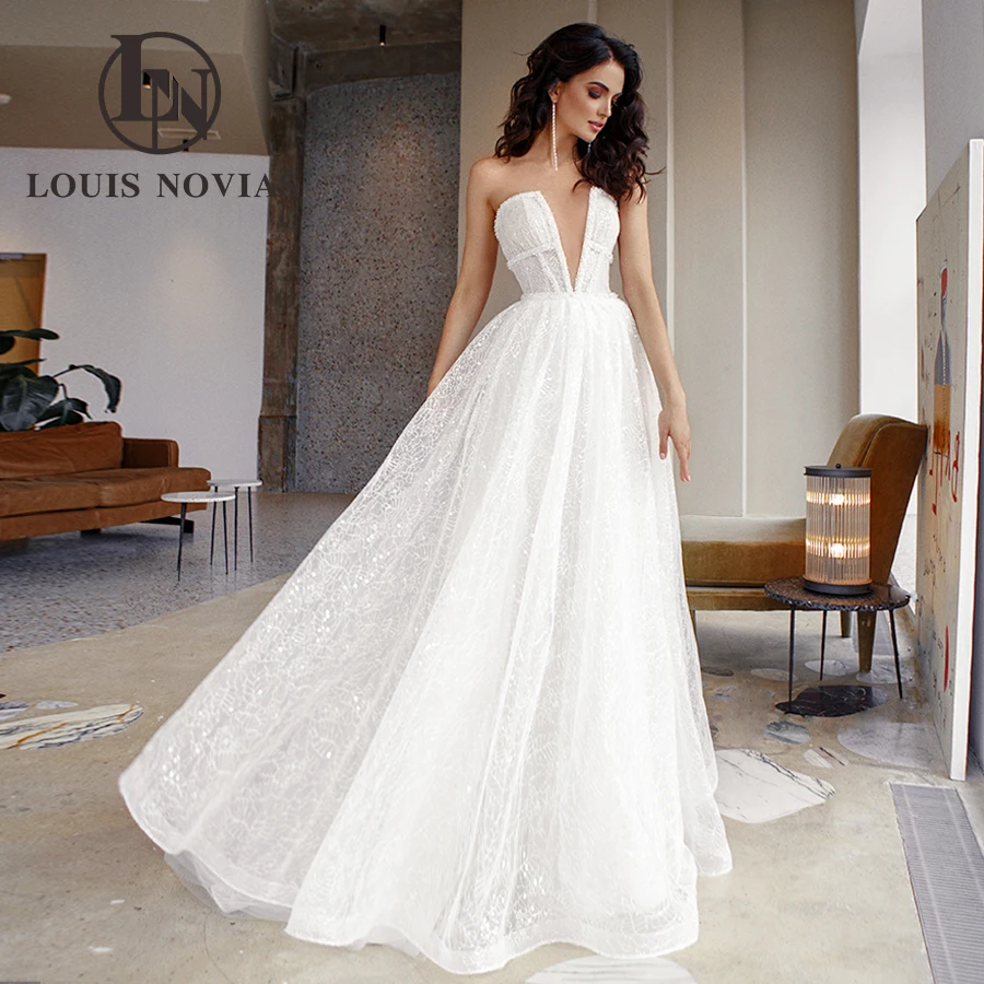 

LOUIS NOVIAS New Arrival Boho Sweetheart Simple Bride Sleeveless Wedding Gown Vestidos De Novia