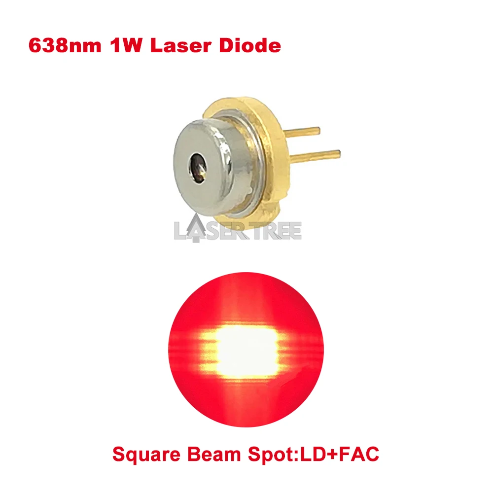 638nm 1W, high power red laser diode,with FAC, compressed spot technology, square beam spot