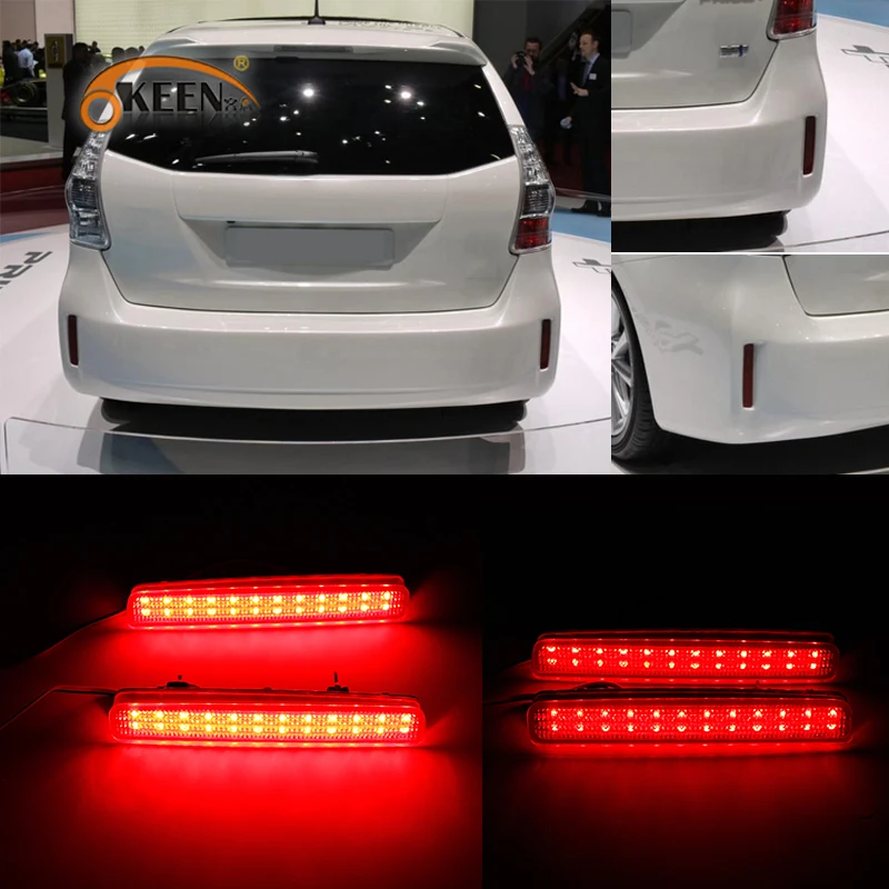 

2PCS For Pruis 40 Series 2011 2012 2013 2014 2015 LED Rear Bumper Reflector Tail Brake Light For TOYOTA NOAH VOXY 80 Stop Lamp