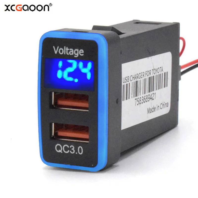 

XCGaoon QC3.0 быстрое зарядное устройство для автомобиля, двойной USB-адаптер для телефона со стандартным кабелем для TOYOTA Hilux VIGO