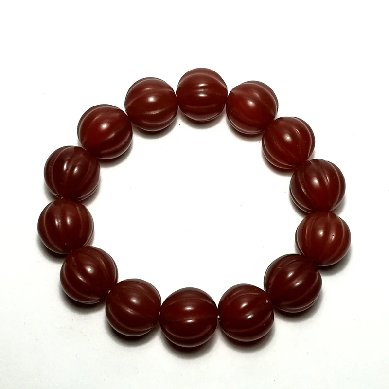 YIZHU CULTUER ART Collection Old China Natural Agate Bead Bracelet Hand String Decoration Wonderful Gift