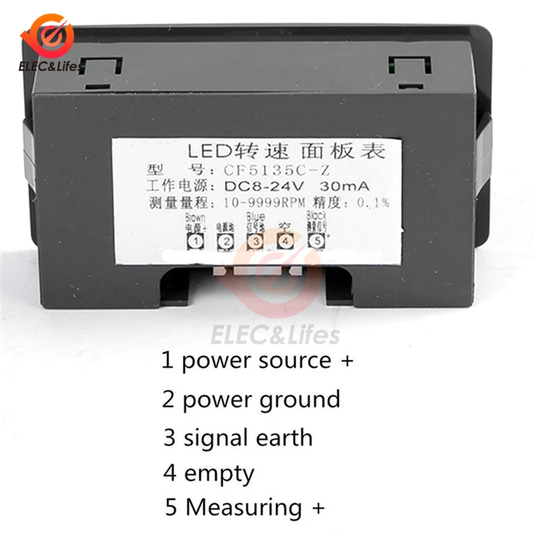 DC 12V 0.56 inch 4 LED Digital Tachometer Gauge RPM Speed Meter Hall Proximity Switch Sensor NPN 10-9999RPM Red/Blue/Green
