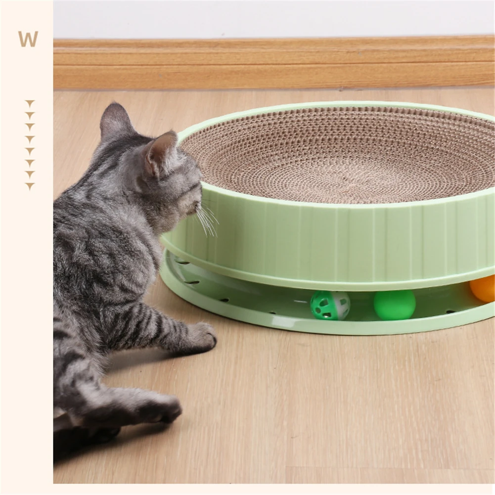 2 In1 Cats Scratching Board Round Scratcher Pad Kitten Scrapers Grinding Nails Cat Toys and Scratch Couch Bed Catnip Cardboard