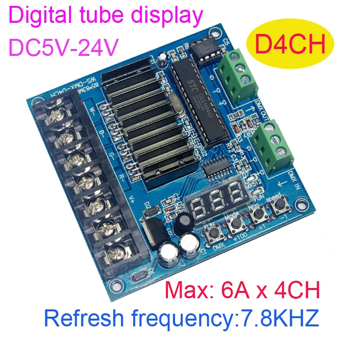 WS-DMX-D3CH/D4CH DC5-24V 12V LED RGB Controller 3CH 4CH DMX512 Decoder Dimmer Drive for LED Strip lights lamp