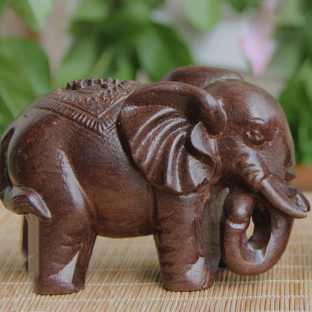 Wooden Elephant Sculpture Decoration Buddha Animal Elephant Figurines Art Crafts Home Decoration Mini Animals Rosewood Statues