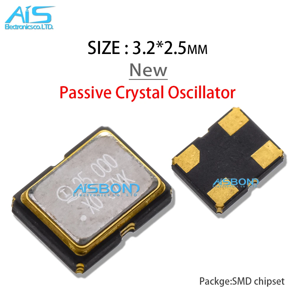 10Pcs/Lot 3225 Passive crystal oscillator 12MHZ 16MHZ 20MHZ 24MHZ 25MHZ 26MHZ 27MHZ 30MHZ 32MHZ 40MHZ SMD series kits 3.2*2.5mm