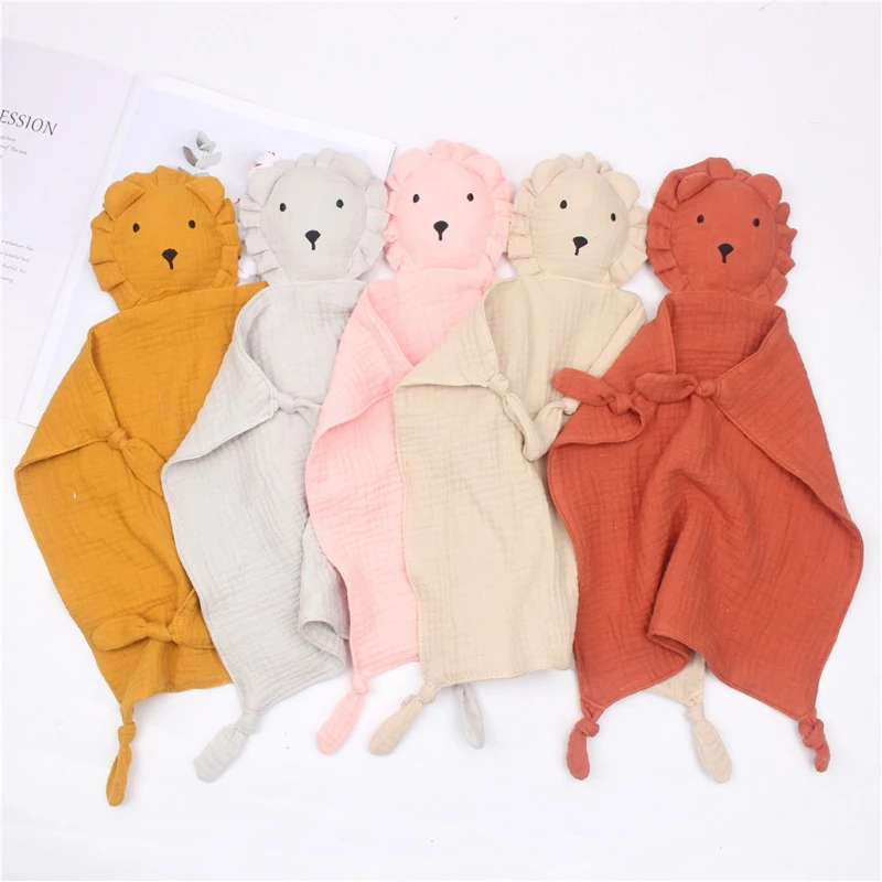 Cotton Baby Bibs Newborn Soother Appease Towel Cartoon Lion Sleep Dolls Comfort Sleeping Nursing Cuddling Towel Baby Burp Cloths