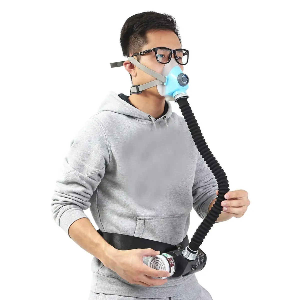 8 In 1 Portable Air Supply Respirator Electric Air Supply System Dust Mask Coal Mine Industry Dust Protection Half Mask