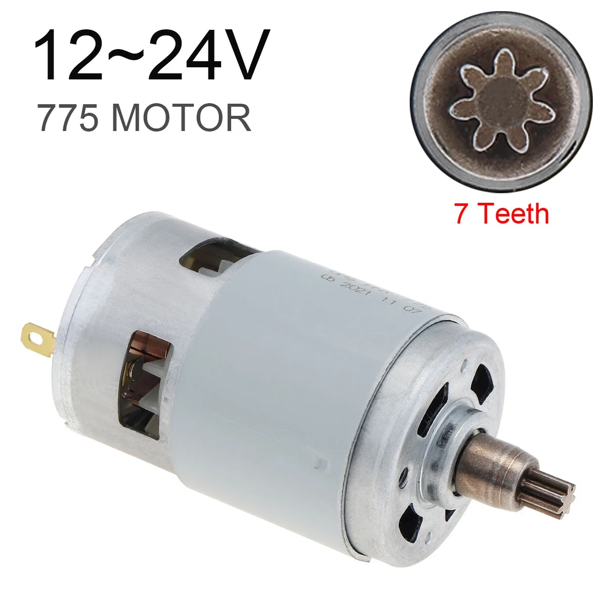 

7 Teeth 775 DC Motor 12-24V Lithium Electric Wrench Motor for Lithium Electric Drills Impact Wrench Accessories