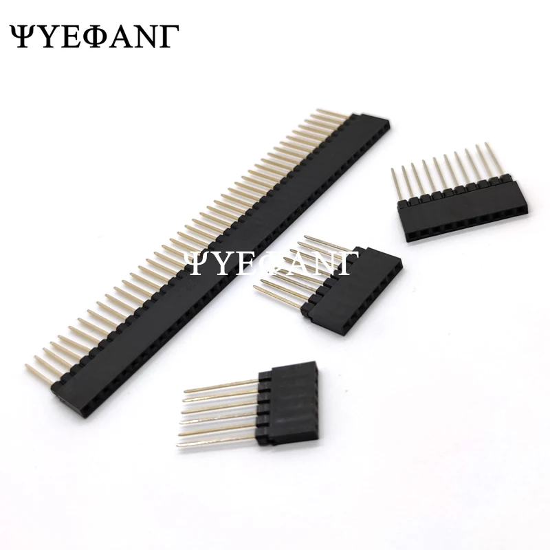 5pcs 2.54mm PC104 Female Header 1X6P/8P/10P/40P Straight Pin Length 12mm single row Gold-plated