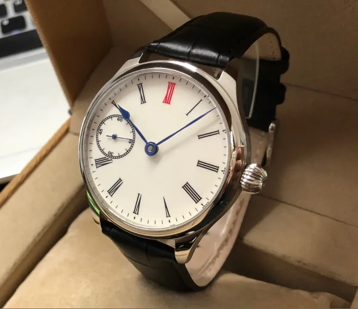 Sapphire crystal or Mineral glass 41mm no logo Enamel White dial Asian 6498 17 jewels movement Men\'s Mechanical watches 81-20