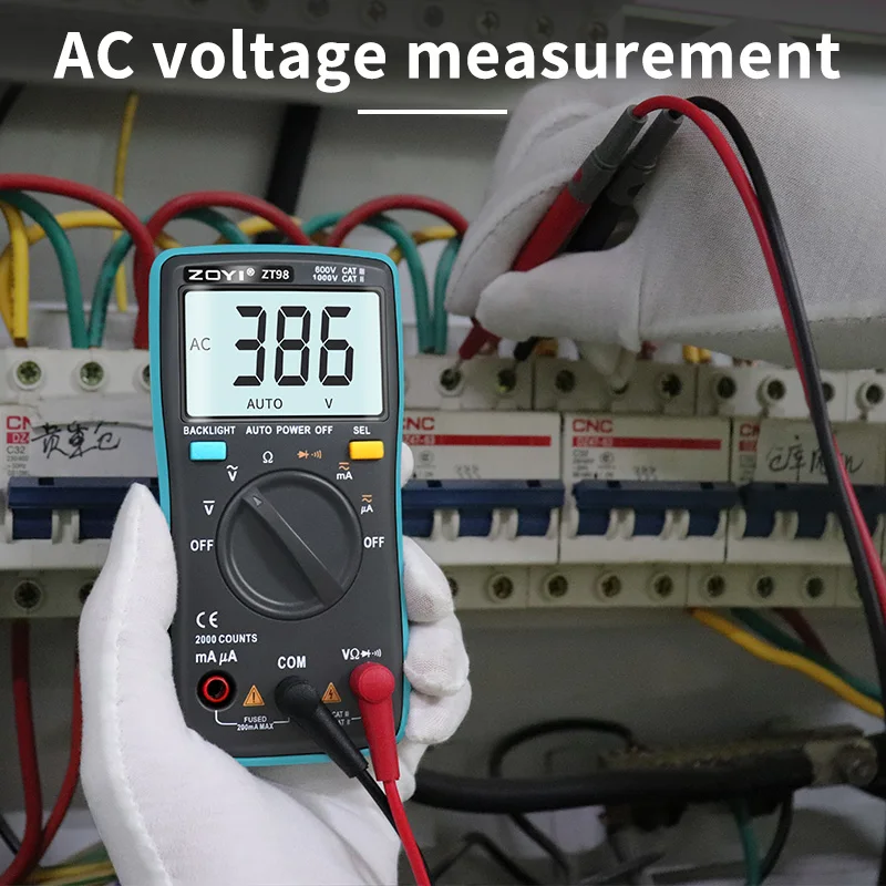 ZOYI Digital Multimeter ZT-98 Auto Range AC and DC Voltage Current Resistance On-off Buzzer Backlit Electrical Instrument Tester