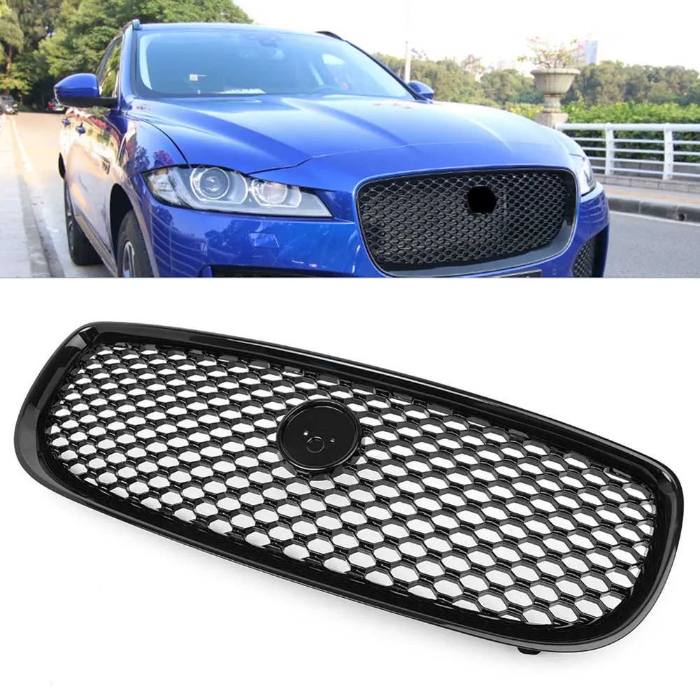 

Car Front Grille ABS Exterior Moulding Honeycomb Grill For Jaguar XE 15-18 Front Bumper Racing Grille Radiator Upper Mesh Grill