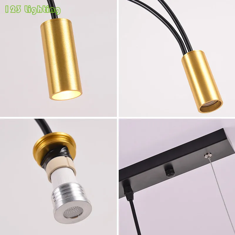 Nordic Brief Dinning Room Chandelier LED Gold/Black Metal Home Bar Restaurant Hanging Light Fixtures Minimalist 110-240V