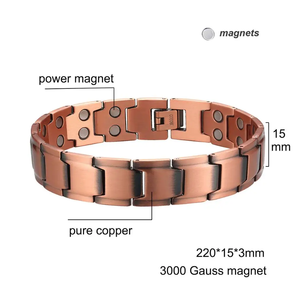 Men Bracelet Jewelry High Gauss 3000 Effective Powerful Magnetic Copper Bracelet Benefits For Healthy Hologram Bracelets bangle