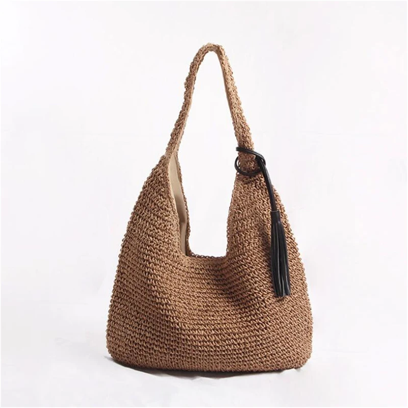 New All-match Hobo Style One-shoulder Travel Handbag Summer Vacation Large Capacity Beach Bag INS Woven Straw Bag IL00596