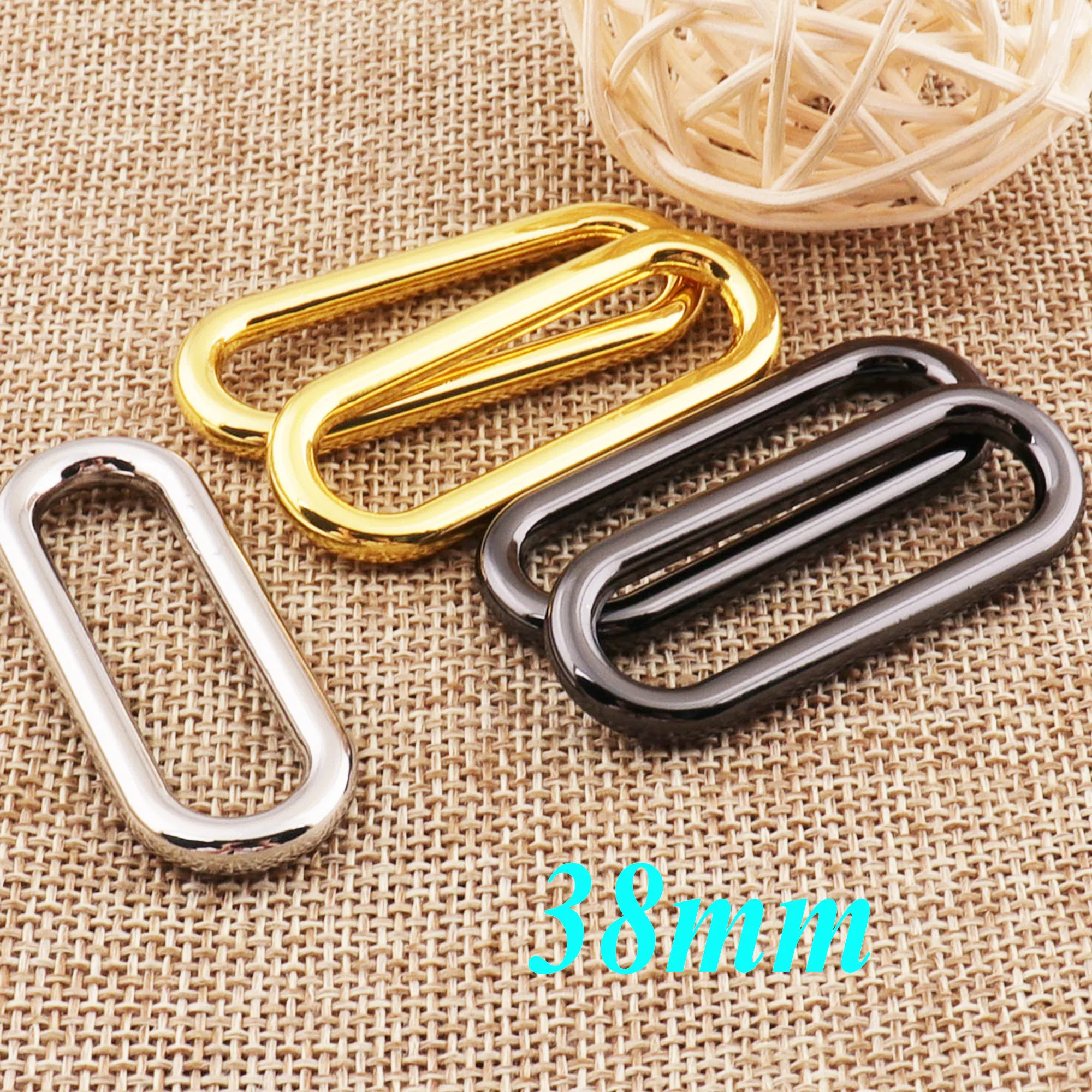 

10 PCS oval Rectangle Rings Silver/Gold/Gunmetal Wire Loops Webbing Purse Buckle Bag Making Handbag leather carft 1.5" Ring