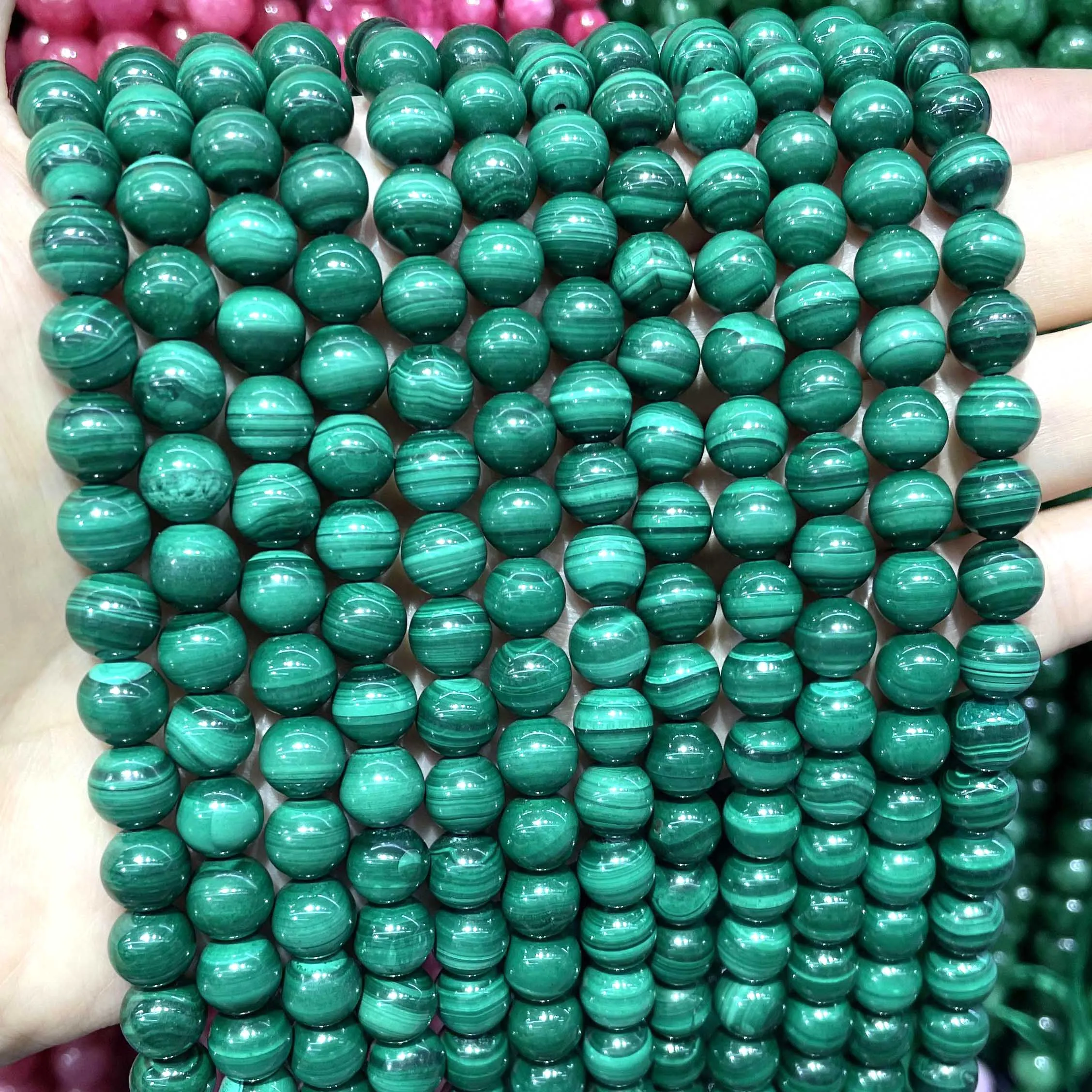 Natural Genuine Stone Green Malachite Round Loose Beads For Jewelry Making DIY Bracelet Necklace Accessories 4/6/8/10/12mm