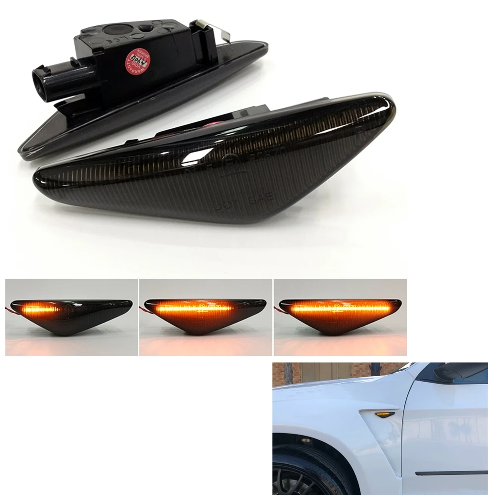 

For BMW X3 F25 X5 E70 X6 E71 E72 2008-2014 Dynamic LED Side Marker Turn Signal Light Car Exterior Fender Indicator Lamp Bulb