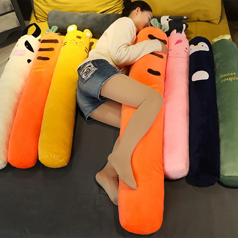 Cartoon Animals Plush Long Pillow Plants Long Cushion Carrot Unicorn Tiger Husky Cow Stuffed Toys Bedroom Sleeping Pillow Gifts