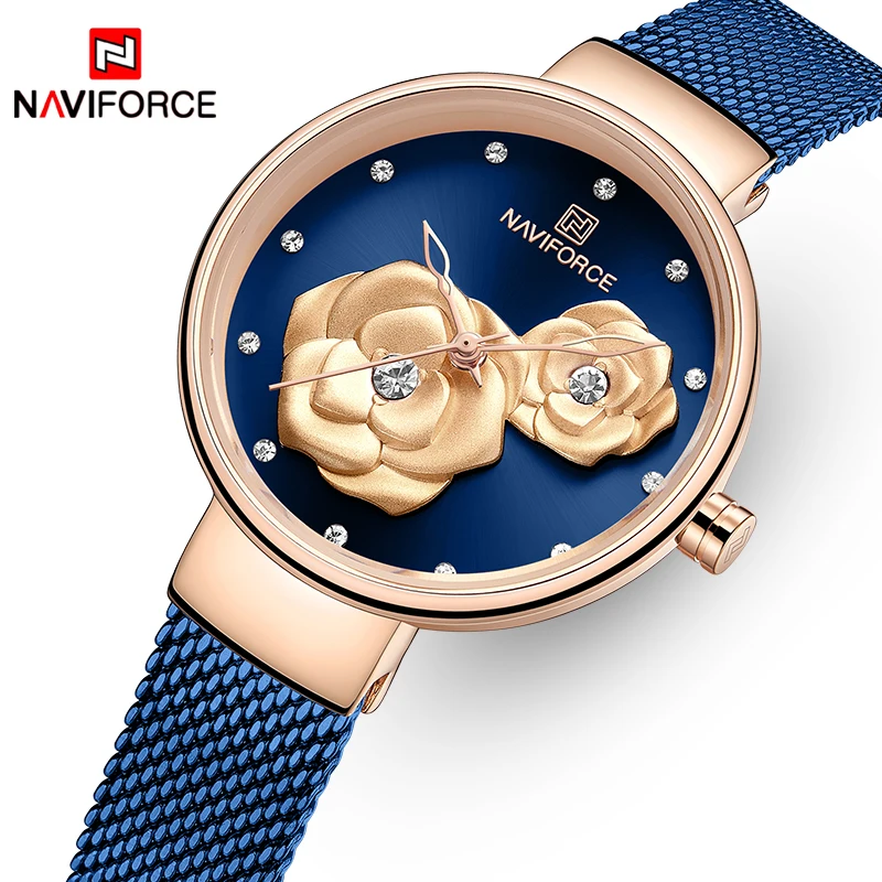 NAVIFORCE New Watch for Women Luxury Brand Creative Design Steel Mesh Women\'s Watches Female Clock Relogio Feminino Montre Femme