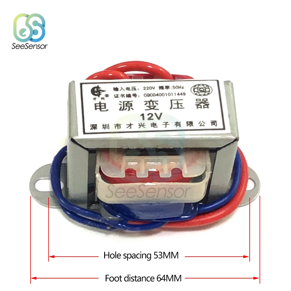 Trasformatore di potenza ca 6V 9V 12V 15V 24V tensione di uscita 3W EI nucleo di rame ingresso 220V 50Hz ~ 60Hz singola tensione 2 linea rame