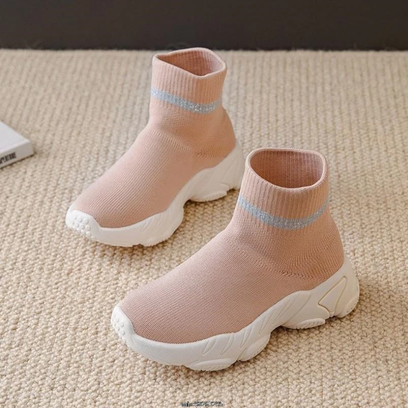 Spring children casual shoes male female sneaker child high elastic foot wrapping snow boots kids knitted socks shoes baby shoes