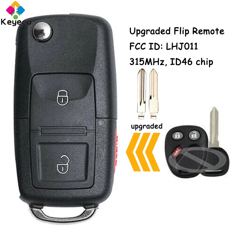 

KEYECU Upgraded Flip Remote Key With 315MHz ID46 Chip for Chevrolet Suburban Ssr Silverado Avalanche 2003-2006 Fob LHJ011