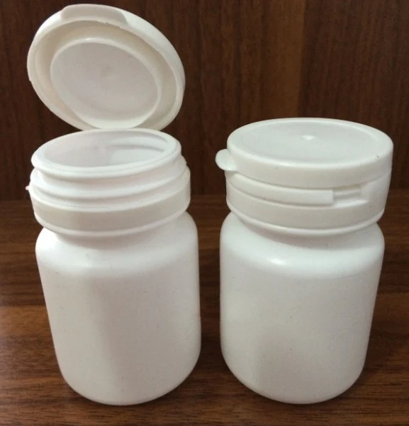 100pcs 50ml / 50CC White round PE Xylitol Bottle,Pill Bottle, Capsule Bottle,Plastic Bottle with Tearing Cap Orders as listing