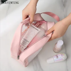 Sac de lavage transparent multifonction pour femme, boîte de rangement étanche, étuis de maquillage, porte-brosse, poudres d'évaluation de toilette, voyage en plein air