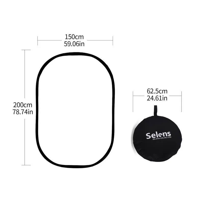 150X200CM طوي لينة ضوء مجلس صور فيديو شفافة البيضاوي عاكس الناشر صور استوديو لوحة لينة مع حقيبة محمولة