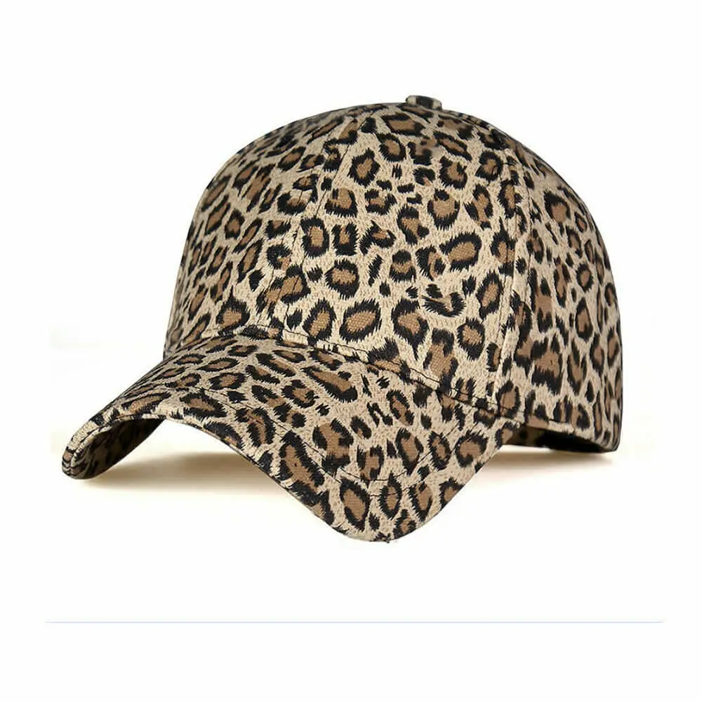 Men Women\'s Leopard Baseball Caps Sports Dance Party Hats Snapback Sun Hats Hip-Hop Adjustable Caps Gold Gray