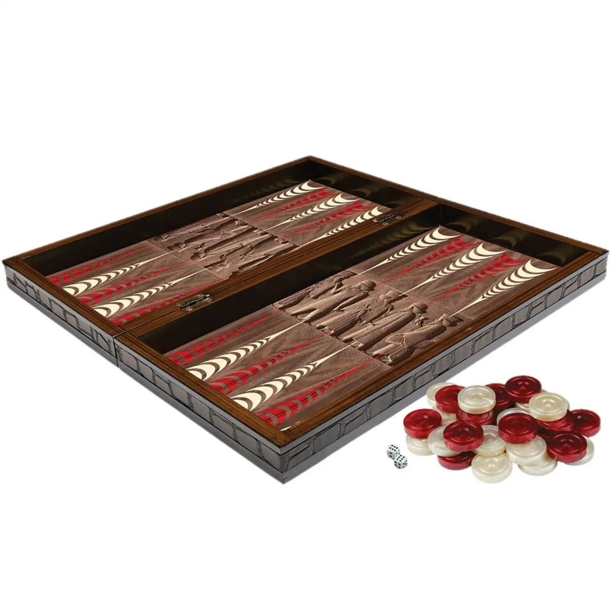 Board Game Wooden Backgammon Set Korush-1 with Patterned on Board, We Will