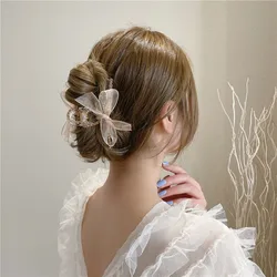 Hair Clip Net Yarn Bow Gentle Fairy Rhinestone Catch Clip Korea Hair Accessories Hair Catch Clip Hairpin Shark Clip