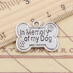 10pcs Charms Dog Bone Tag In Memory Of My Dog 19x25mm Tibetan Silver Color Pendants Antique Jewelry Making DIY Handmade Craft