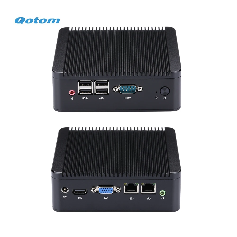 Qotom Mini PC Core i3 i5 Processor onboard Dual LAN Dual Display Ports RS-232 Portable POS Terminal VESA Bracket X86